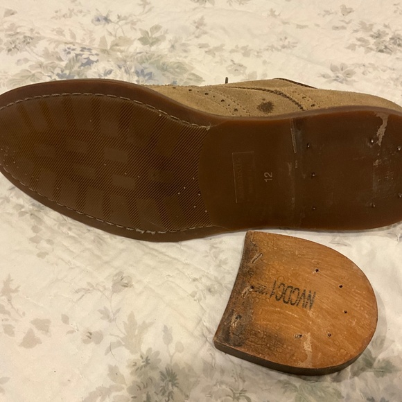 Aquatalia Carson Wingtip Light Brown Tan Suede Oxford Brogue Size 12 $450 - Picture 10 of 11